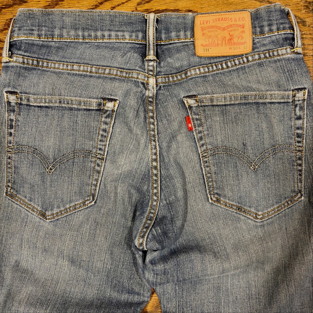 Levi's 511 Rigid Dragon Jeans 30x32 Leather Patch 2014 Thick Leather Patch